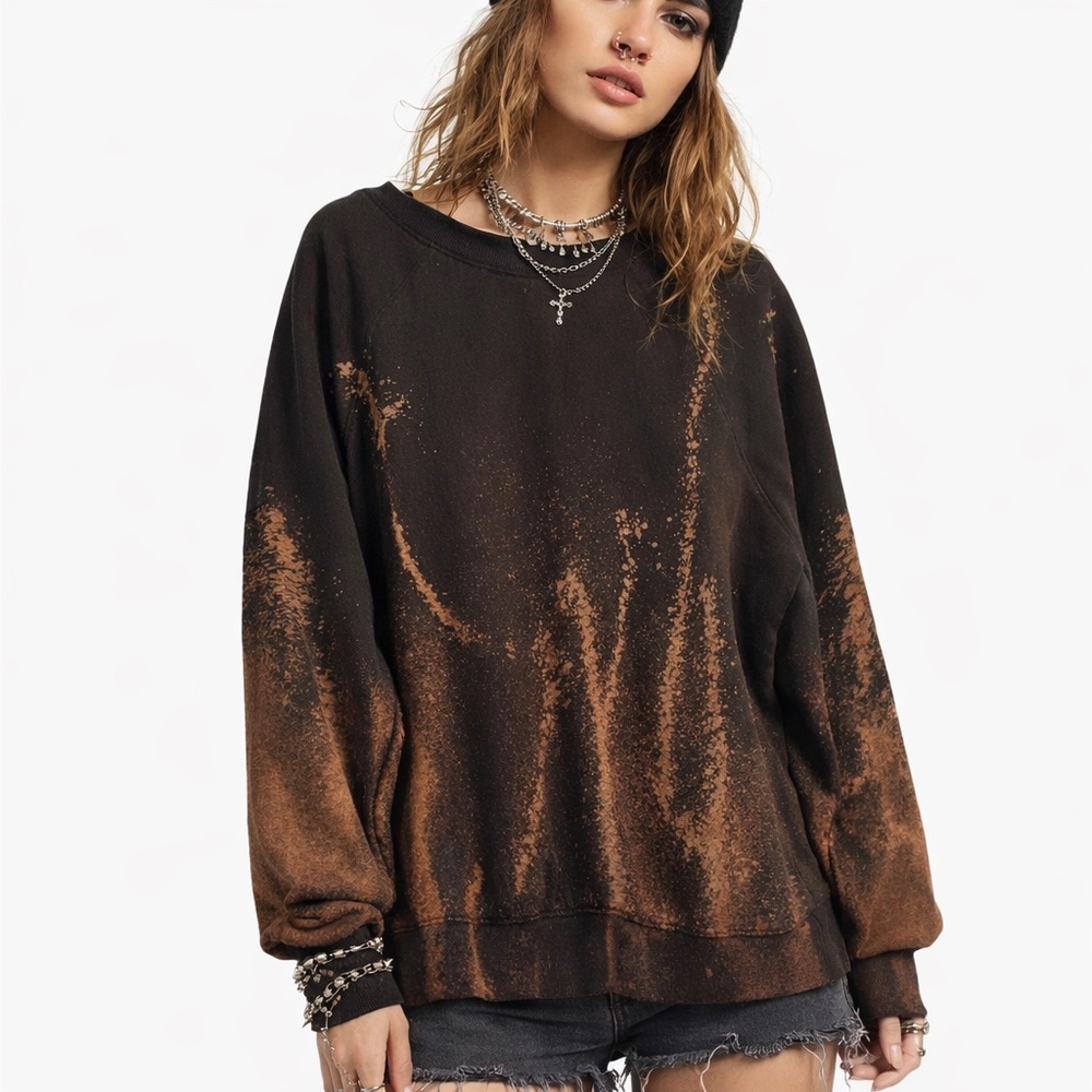 Athletic Works Bleached Sweatshirt Grunge Indie Sleeze Pullover Women’s size XXL